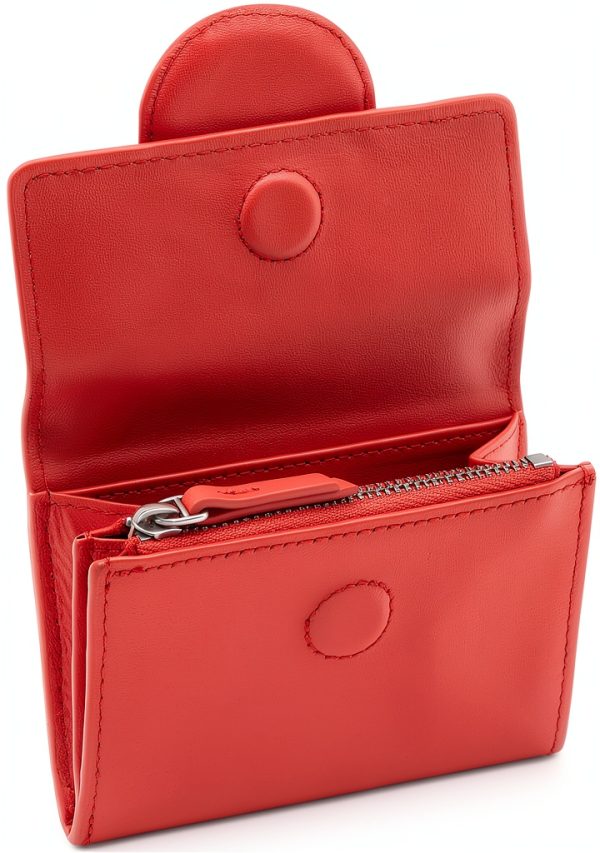 LIEBESKIND Purse Leather Slim Zipper Fiesta Red Gold Buckle-1