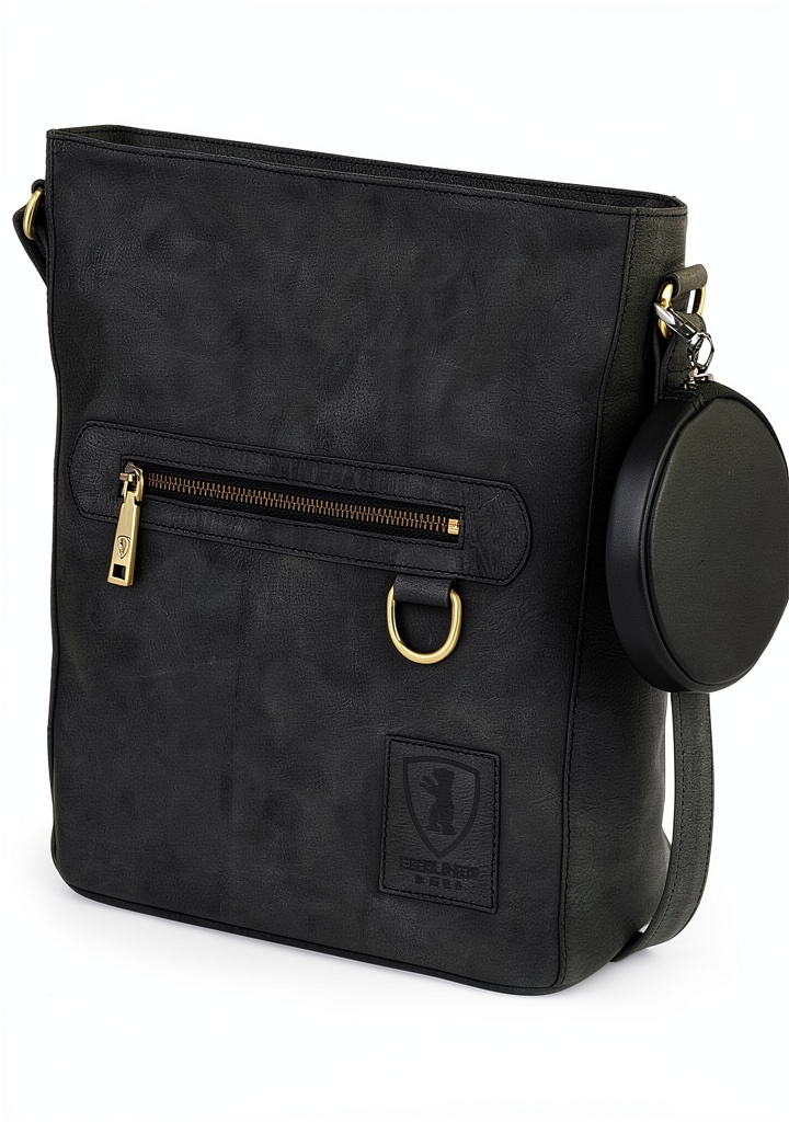 Siena crossbody handbag in walnut color on a table