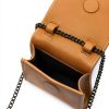 Sepia Sheepskin Leather Womens Bag Chain Strap Flap Closure-2