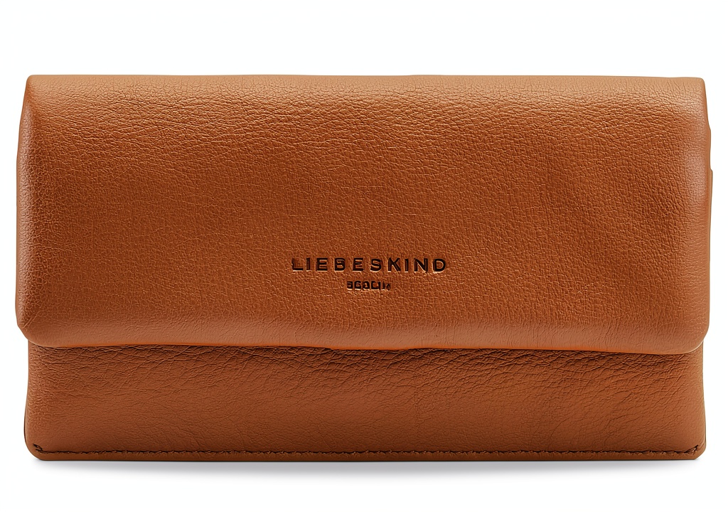 Installing Liebeskind Berlin Leather Womens Bag Sepia Color Zip Closure on a wooden desk