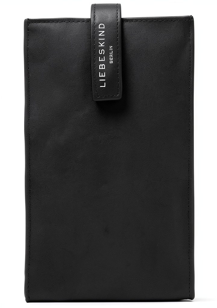 Liebeskind Berlin cow leather bag in black displayed on a table