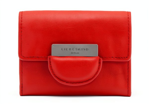 LIEBESKIND Purse Leather Slim Zipper Fiesta Red Gold Buckle-0
