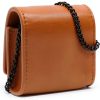 Sepia Sheepskin Leather Womens Bag Chain Strap Flap Closure-1