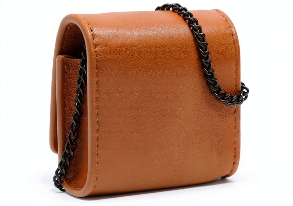 Sepia Sheepskin Leather Womens Bag Chain Strap Flap Closure-1