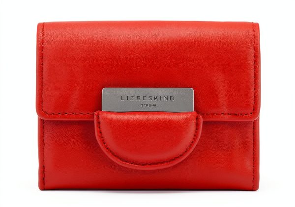 LIEBESKIND Purse Leather Slim Zipper Fiesta Red Gold Buckle-3