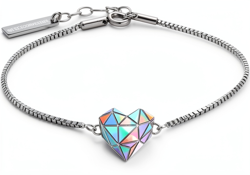 Woman wearing the stainless steel bracelet in a casual setting